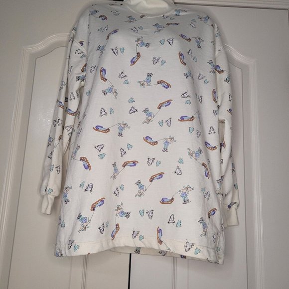 Architect Women's Mock Neck Sled Print Shirt Sz Med  Two Small Spots Shown Pics - Picture 2 of 10